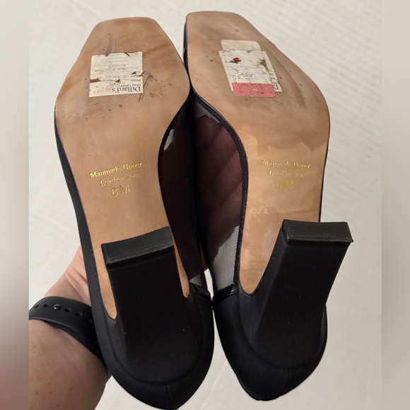 J. Renee Black Fabric & Leather 3" Block Heels Mesh Side & Top Women's Size 8M - Picture 8 of 12